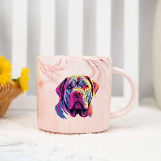Watercolor Colorful Neapolitan Mastiff Marble Mugs