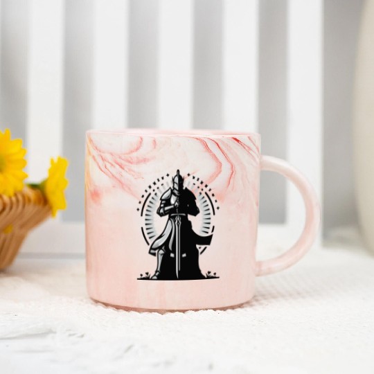 Choose Peaceful Battle | Serene Warrior Design Marble Mugs