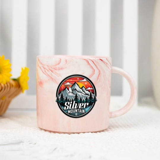 Retro Silver Mountain Ski Marble Mugs