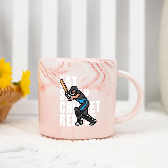 Eat Sleep Cricket Repeat Marble Mugs