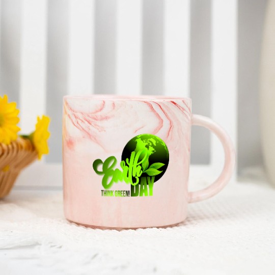 Earth day black bg Marble Mugs