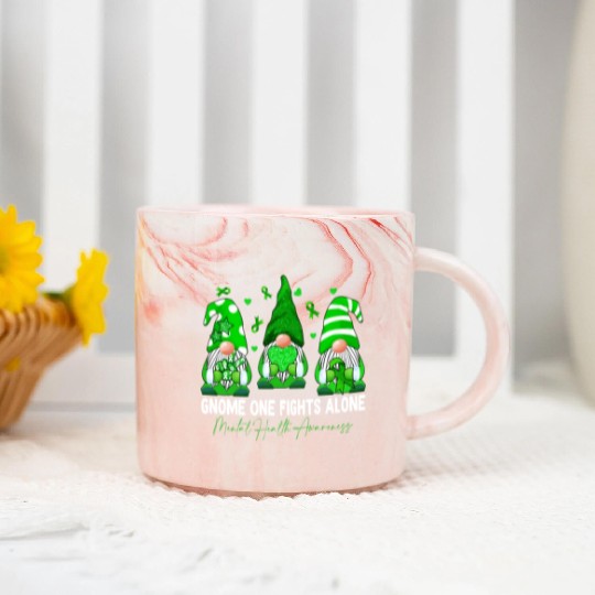 Gnome Fights Mental Health Matters Green Ribbon Marble Mugs