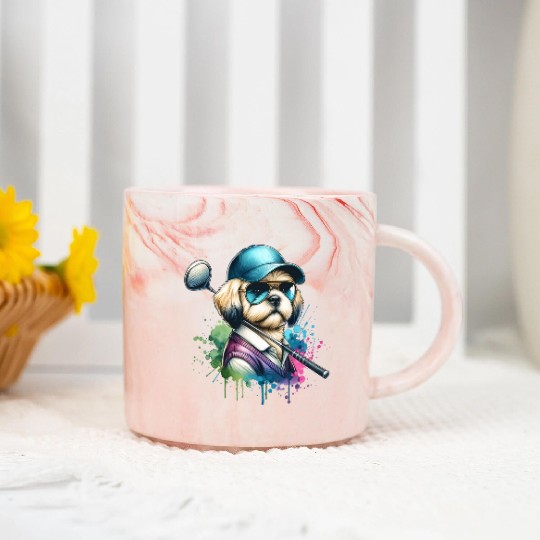 Bolonka Golfer Golf Course Dog Owner Marble Mugs