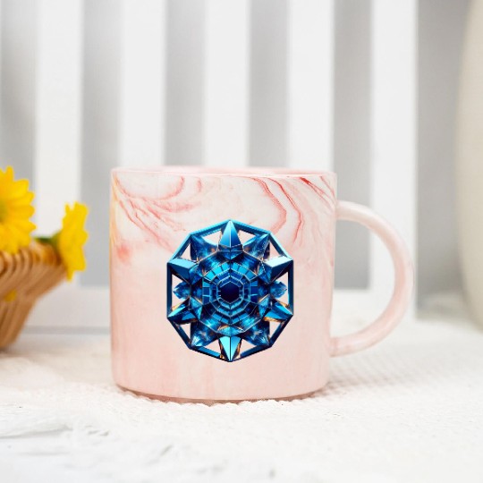 Sapphire Abstract Crystal Marble Mugs