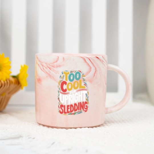 Sledding Snow Sled Winter Sport Winter Outdood Marble Mugs