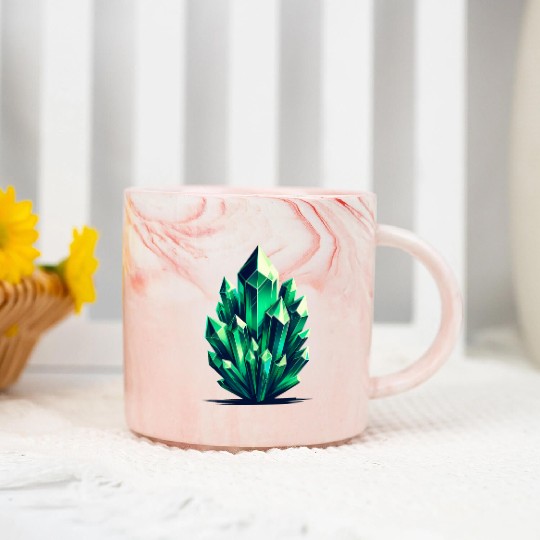 Emerald Crystal Fragments Marble Mugs