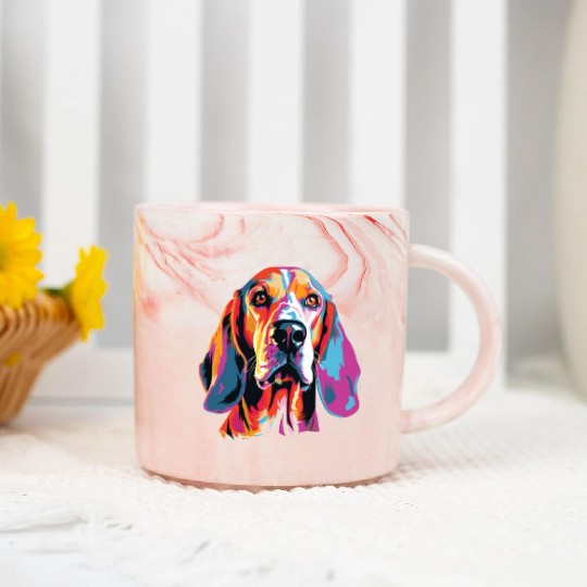 Watercolor Colorful American Foxhound Marble Mugs