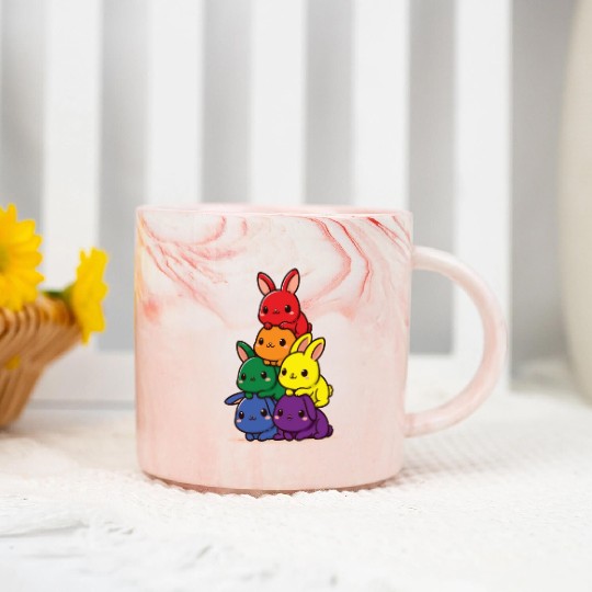Bunnies Rainbow Flag Pride Month Cute Bunnies Marble Mugs