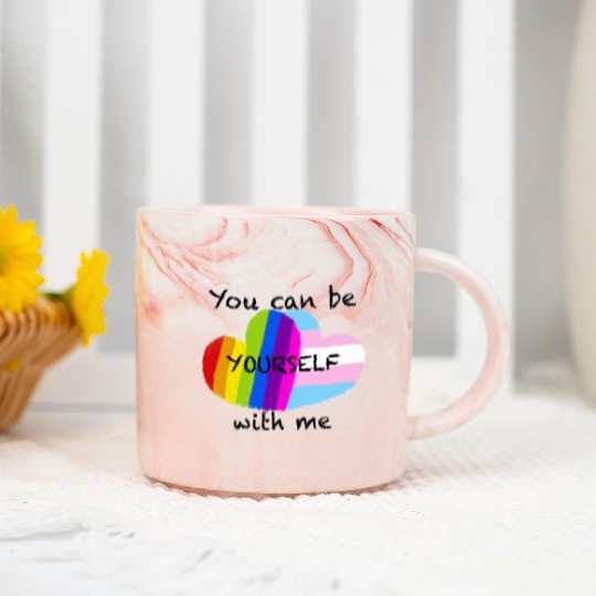 Pride hearts - You can be yourself with me Marble Mugs