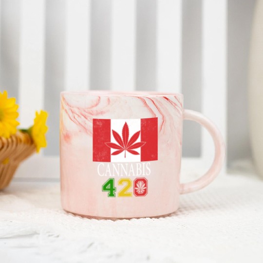 Comical 420 Celebrate Herb Weed Marijuana Design Marble Mugs
