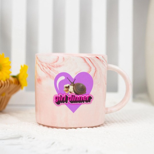 Girl dinner meme snail popcorn cute aesthetic Marble Mugs