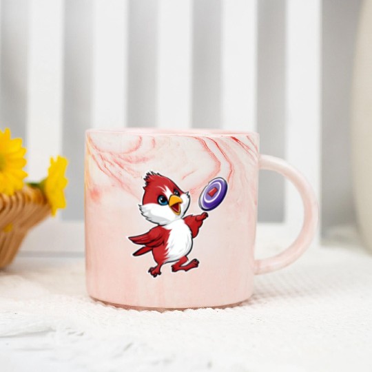 Cardinal Frisbee Fun: Vibrant Cardinal Design for Marble Mugs