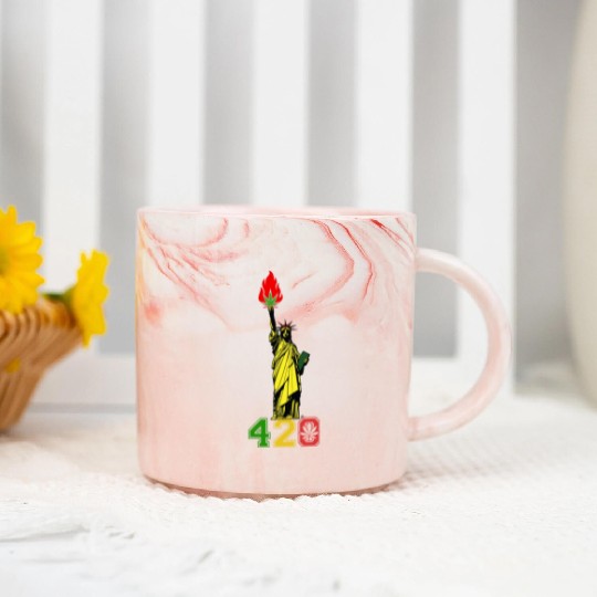 Humoristic 420 Liberty Herb Weed Marijuana Design Marble Mugs