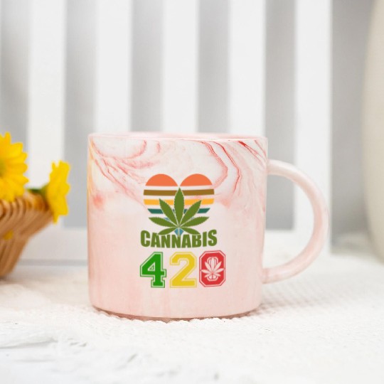 Hysteric 420 Love Good Herb Weed Marijuana Design Marble Mugs