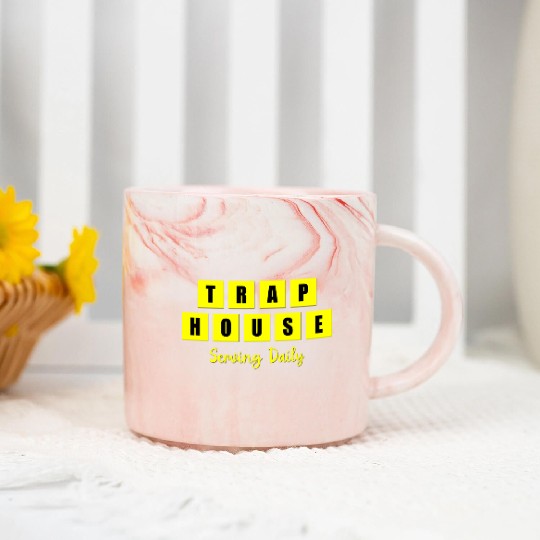 Trap House Serving Daily Black Waffle Marble Mugs