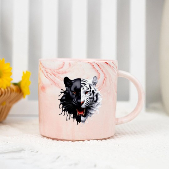 3D realistic black panther & Leopart Design Marble Mugs