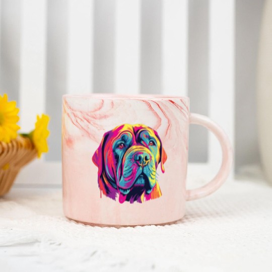 Watercolor Colorful Neapolitan Mastiff Marble Mugs