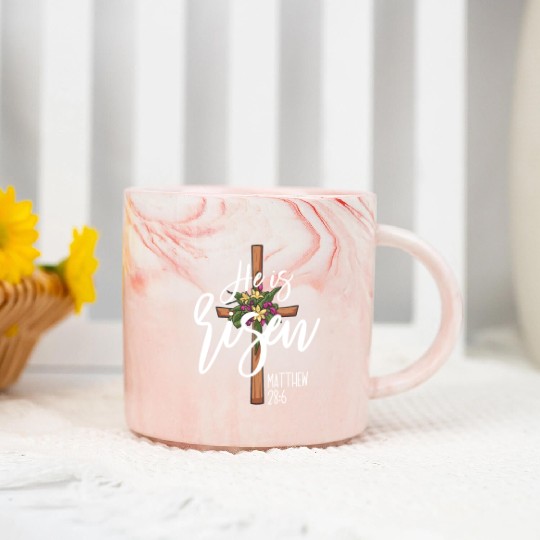 He Is Risen Matthew 28:6 Christian Jesus Is Risen Marble Mugs