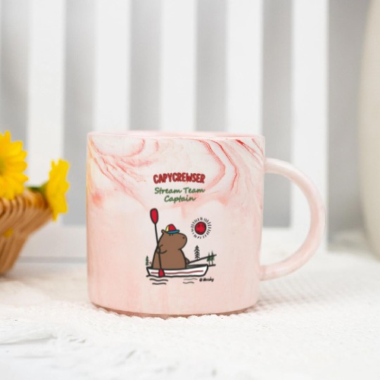 Captain Capy: Nautical Capybara Canoe Adventure Marble Mugs