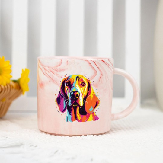 Watercolor Colorful English Foxhound Marble Mugs