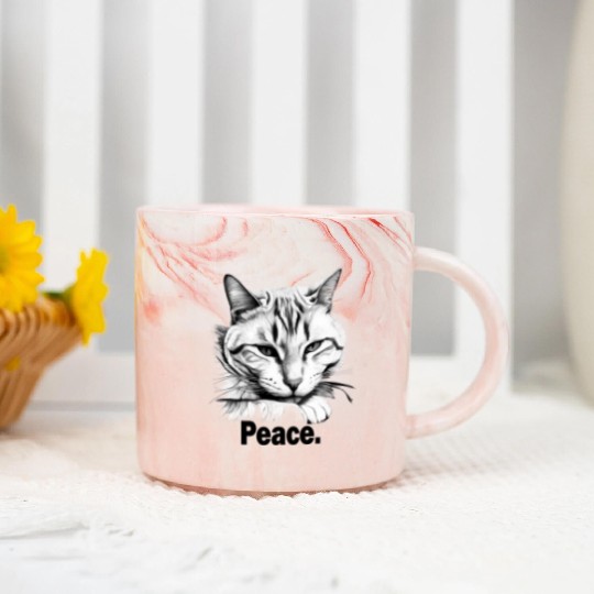 Peaceful Tabby Art Marble Mugs