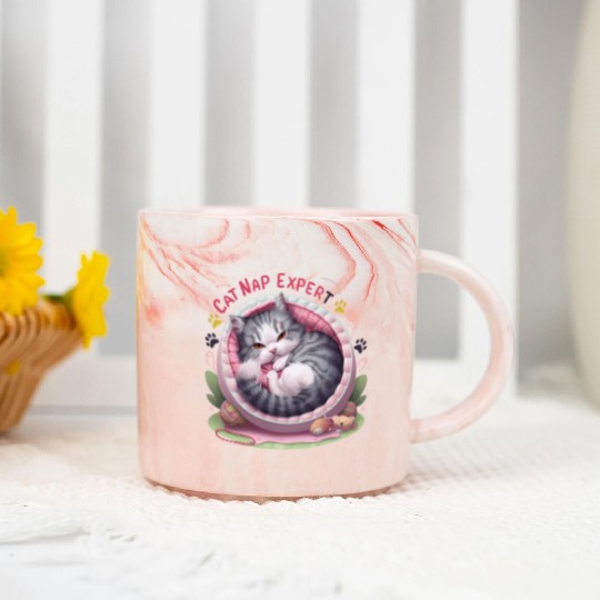 Cat Nap Expert - Funny Cat Outfit! Marble Mugs