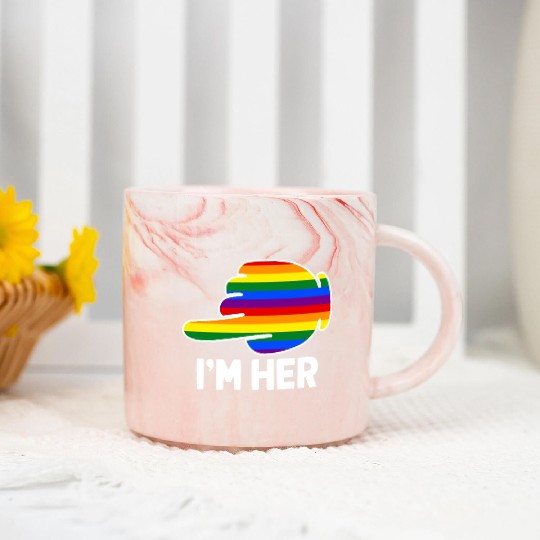 I'm Hers Rainbow Lesbian Couple Funny LGBT Pride Marble Mugs