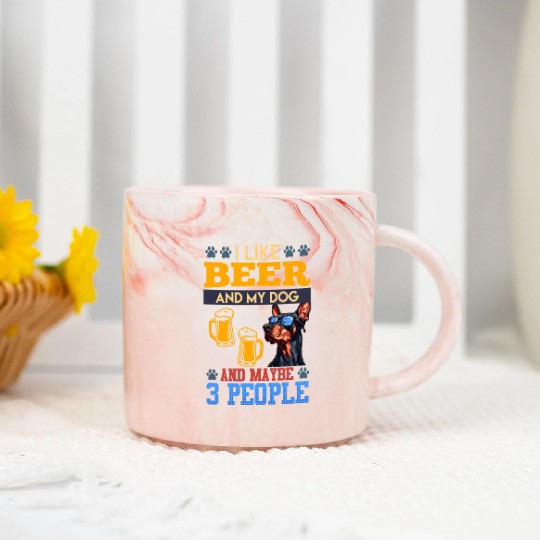 Doberman LIKE BEER AND DOG AND MAYBE 3 PEOPLE Marble Mugs