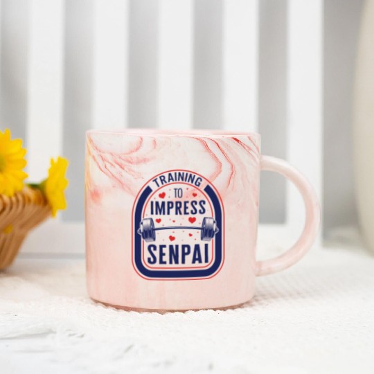 Training To Impress Senpai Gym Anime Marble Mugs