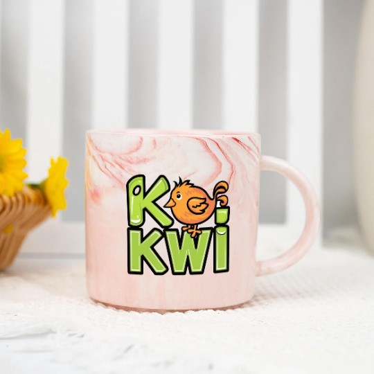 Kiwi Bird Cartoon Marble Mugs