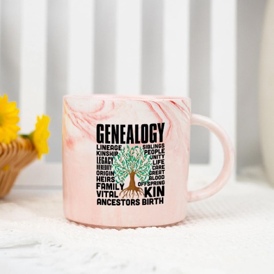 Genealogy Word Cloud Family Ancestry Genealogist Marble Mugs