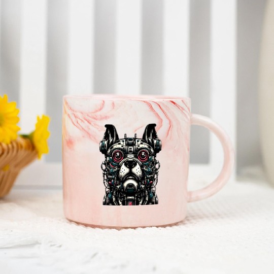 Steampunk Robot Dog Marble Mugs