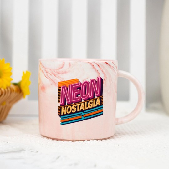 Neon Nostalgia: Pay homage to the retro neon aesth Marble Mugs