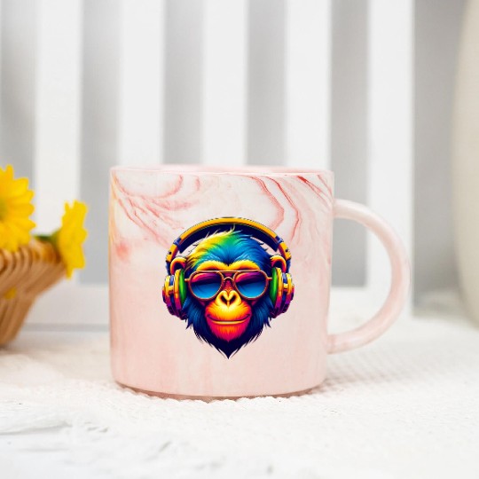 DJ Groove Monkey Marble Mugs