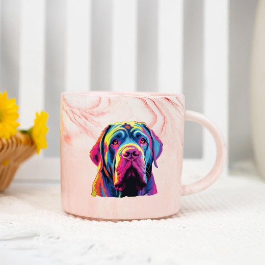 Watercolor Colorful Neapolitan Mastiff Marble Mugs