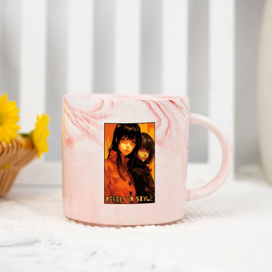 Rebels in Style: Anime Girls Marble Mugs