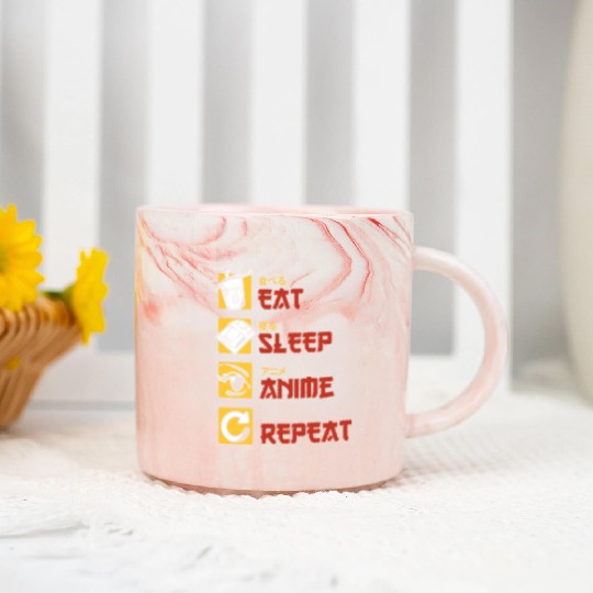 eat sleep anime repeat funny manga Marble Mugs