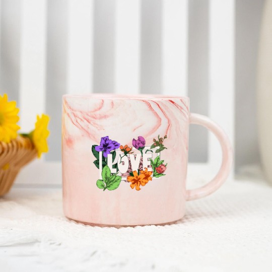 Valentines Day 14 February greeting Love flowers Marble Mugs