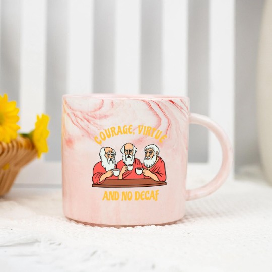 Greek Philosophers - Courage Virtue and No Decaf Marble Mugs