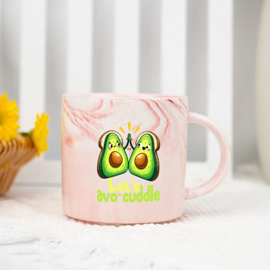 Let's Avo-Cuddle Cute Avocado Love Marble Mugs