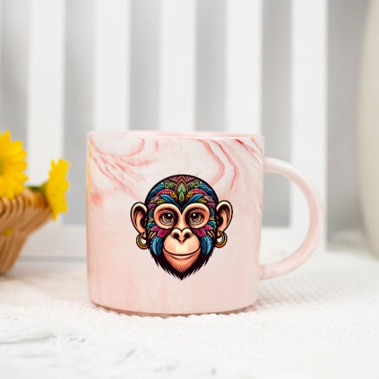 Cute Monkey Face Marble Mugs