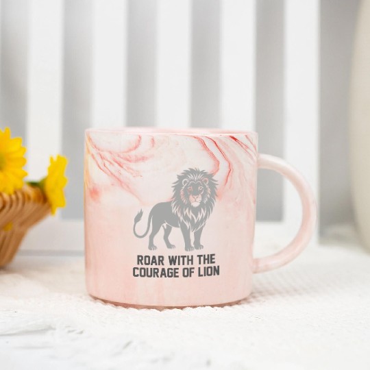 Alpha Roar Nature Lover Animal King Lion 5 Marble Mugs
