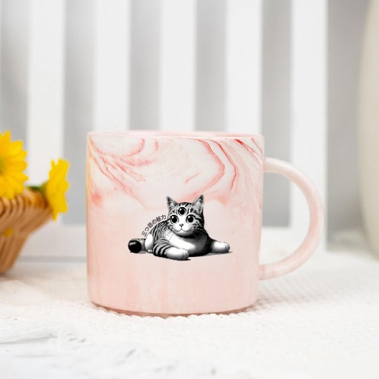 Three-Eyed Cat Enigma: A Mystical Japanese Marvel Marble Mugs