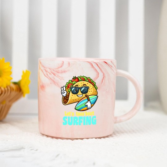 Let's Taco 'Bout Surfing Summer Fun Marble Mugs