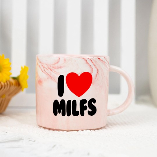 I Love MILFS Red Heart Love Hot Moms I Love MILFS Marble Mugs