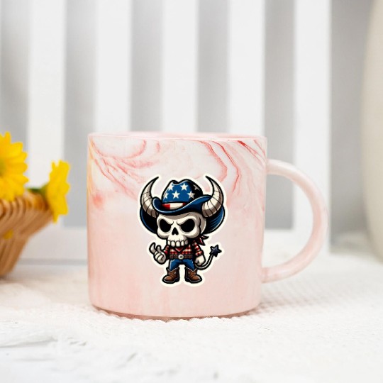 Patriotic Cowboy: Horned Skull, cowboy carter Marble Mugs