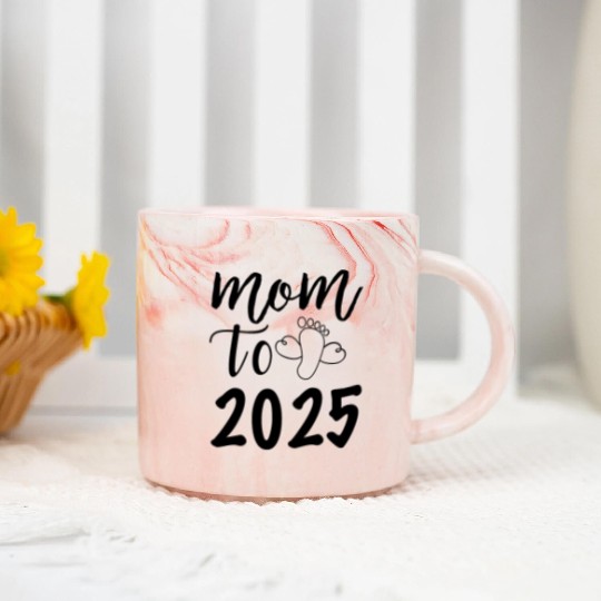 Mom To Be 2025, I Will Be A Mother In 2025 Marble Mugs