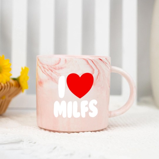 I Love MILFS Red Heart Love Hot Moms I Love MILFS Marble Mugs