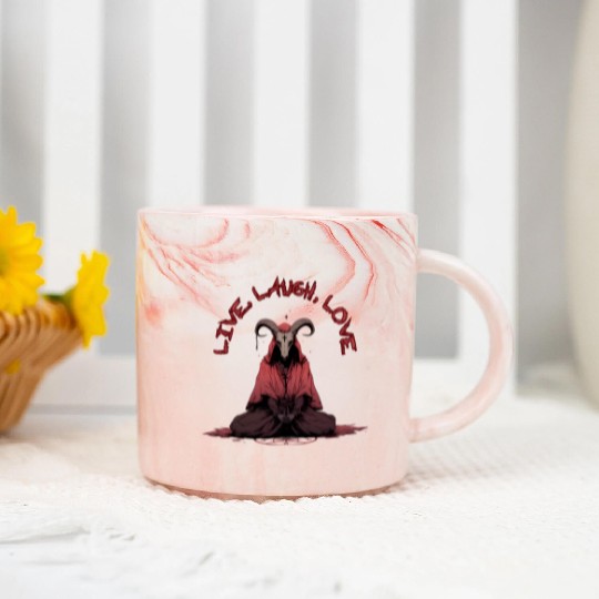 Live, Laugh, Love Baphomet Marble Mugs