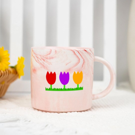 Three cute tulips Marble Mugs